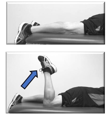 تمارين بعد عملية تغيير مفصل الفخذ،  تمرين ثني الركبة لتقوية عضلات الفخذ
